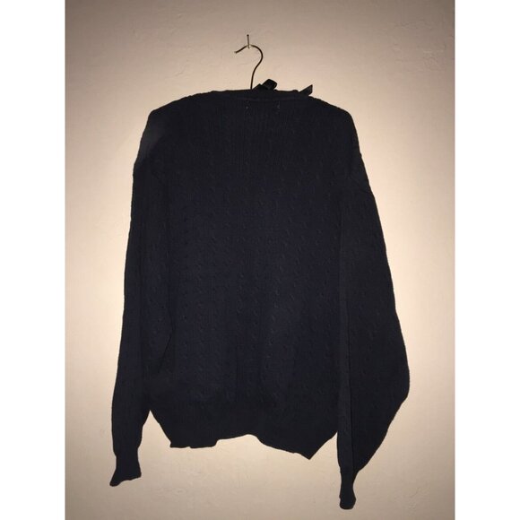 Tehama Clint Mens Large Pebble Beach Cable Knit Sweater Pullover Black Casual - Picture 3 of 7